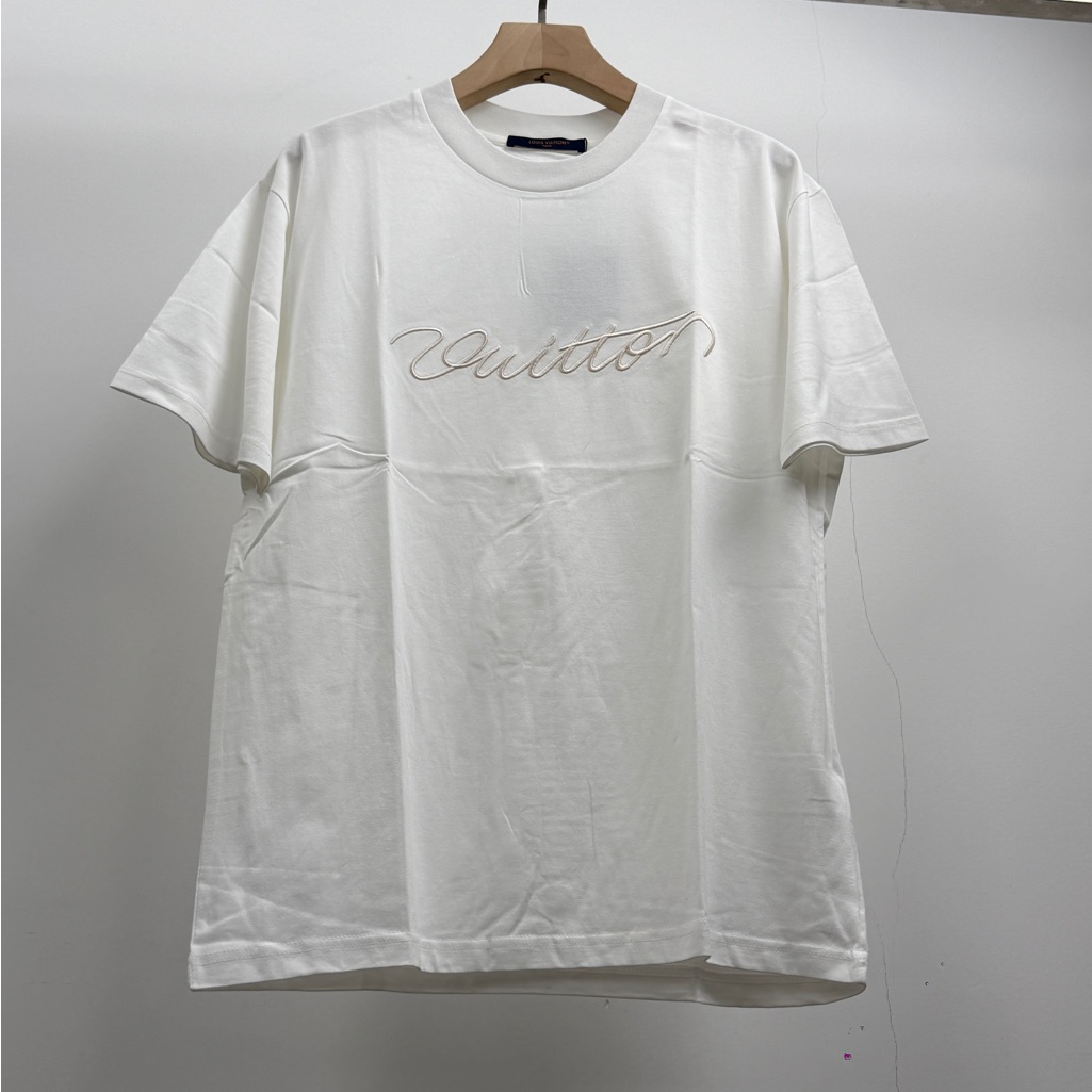 Louis Vuitton White Embroidered Script Logo T-Shirt